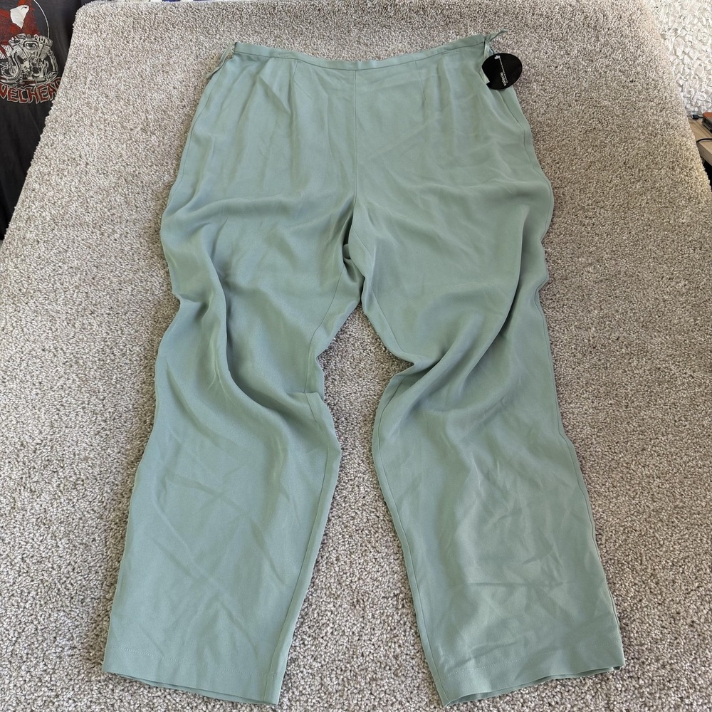Valerie By Valerie Stevens Dress Pants Womens 18W Green Silk Elastic Waist